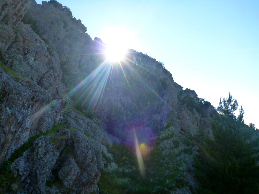 vue sur le soleil Calenzana près camping Corse